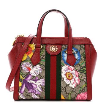 GUCCI GG Supreme Monogram Flora Web Small Ophidia Tote Bag Red