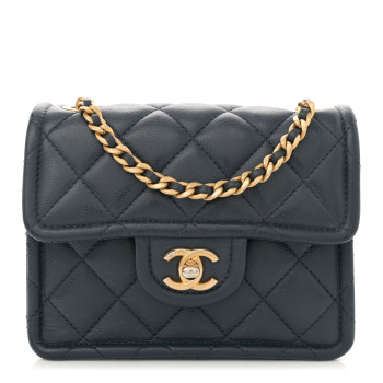 CHANEL Caviar Quilted Mini Sweet Classic Flap Navy Blue