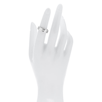 CARTIER 18K White Gold 3 Diamond 5.5mm LOVE Ring 50 5.25