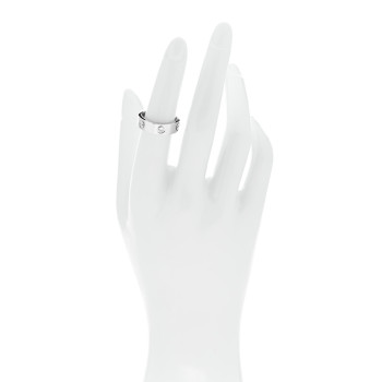 CARTIER 18K White Gold 3 Diamond 5.5mm LOVE Ring 52 6