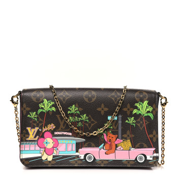 LOUIS VUITTON Monogram 2021 Christmas Animation Hollywood Pochette Felicie Chain Wallet Fuchsia