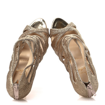 CHRISTIAN LOUBOUTIN Glitter Mini Specchio Balota Platform Sandals 37.5 Gold