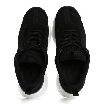 HERMES Technical Knit Suede Heros Sneakers 39 Black