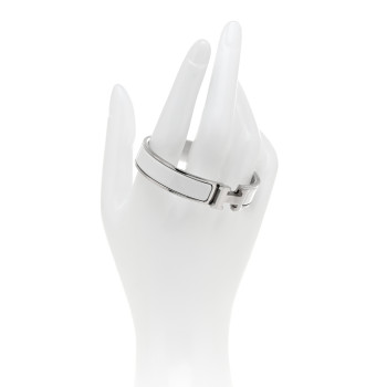 HERMES Enamel Narrow Clic Clac H Bracelet PM White