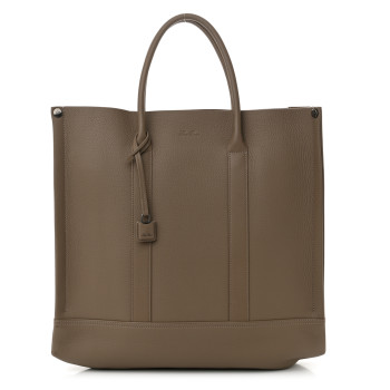 LORO PIANA Grained Calfskin Small Beam Tote Warm Mastic