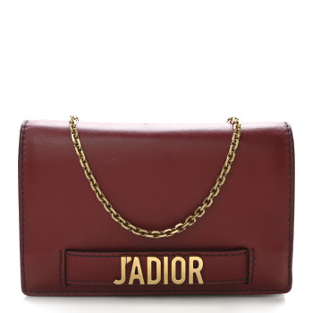 CHRISTIAN DIOR Calfskin J'Adior Wallet on Chain Pouch Red