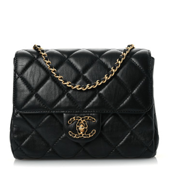 CHANEL Lambskin Quilted Chanel Square Flap Black