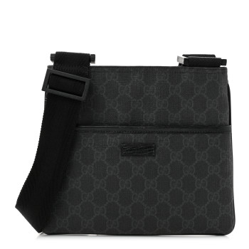 GUCCI GG Plus Flat Messenger Bag Black Grey