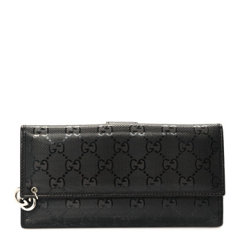 GUCCI Imprime Monogram GG Pierce Continental Flap Wallet Black