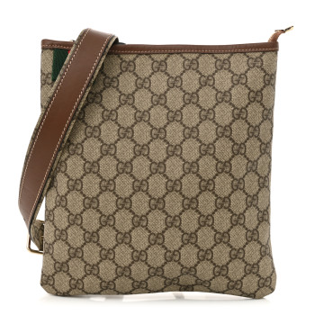 GUCCI GG Plus Monogram Signature Web Loop Messenger Brown
