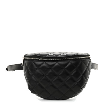 CHANEL Calfskin Quilted Waist Belt Bag Black