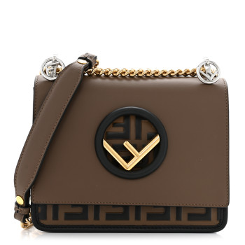 FENDI Vitello Century F is Fendi Bi-Color FF 1974 Embossed Small Kan I Shoulder Bag Maya Black