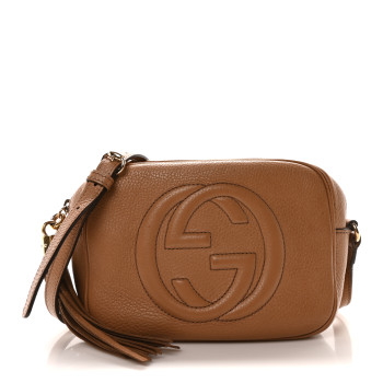 GUCCI Pebbled Calfskin Small Soho Disco Bag Camelia