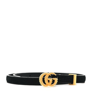 GUCCI Suede Calfskin Torchon Double G 15mm Belt 70 28 Black
