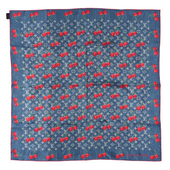 LOUIS VUITTON LV X TM Wool Monogram Cerise Shawl Denim Blue