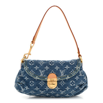 LOUIS VUITTON Monogram Denim Mini Pleaty Blue