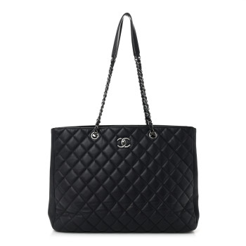 CHANEL Calfskin Quilted Timeless Tote Dark Navy