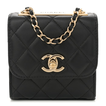 CHANEL Lambskin Quilted Mini Trendy CC Chain Wallet Black