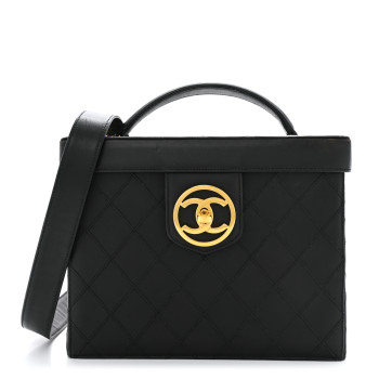 CHANEL Calfskin Stitch Vanity Case Black