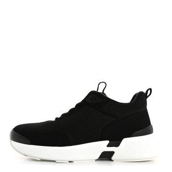 HERMES Technical Knit Suede Heros Sneakers 39 Black