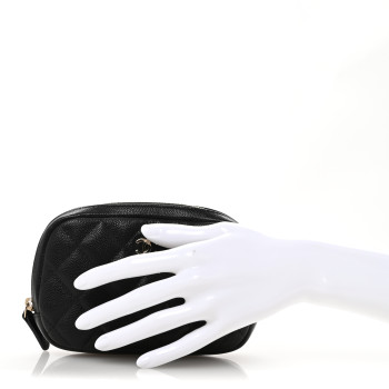 CHANEL Caviar Quilted Small Curvy Pouch Cosmetic Case Black