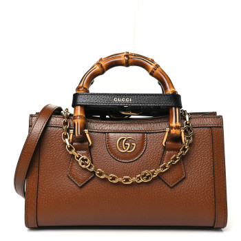 GUCCI Textured Dollar Calfskin Web Small Diana Shoulder Bag Cuir Black