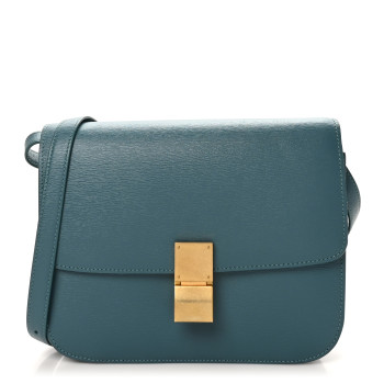 CELINE Liege Calfskin Medium Classic Box Flap Bag Blue Slate