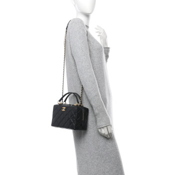 CHANEL Lambskin Quilted CC Bowling Bag Black