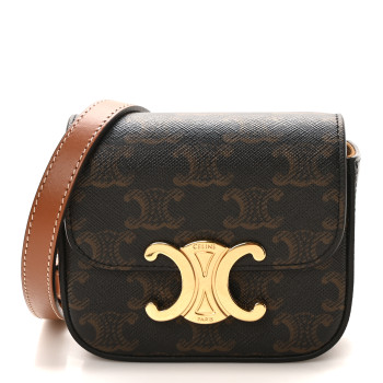 CELINE Triomphe Canvas Calfskin Mini Claude Tan
