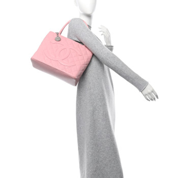 CHANEL Caviar Quilted Medallion Tote Light Pink