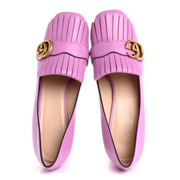 GUCCI Malaga Kid GG Marmont Fringe 50mm Loafer Pumps 39 Candy Mouse