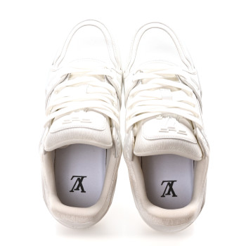 LOUIS VUITTON Calfskin Womens LV Trainer Sneakers 39 White