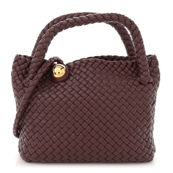 BOTTEGA VENETA Lambskin Intreccio Small Tosca Crossbody Madder Brown