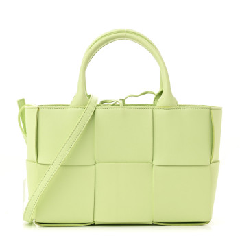 BOTTEGA VENETA Grained Calfskin Maxi Intrecciato Mini Arco Tote Fennel