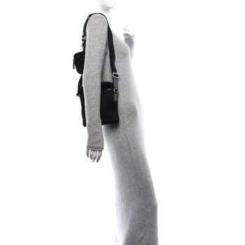 PRADA Tessuto Nylon Saffiano Pocket Messenger Shoulder Bag Black
