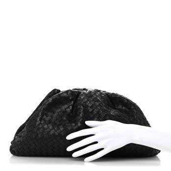 BOTTEGA VENETA Nappa Maxi Intreccio The Pouch Oversized Clutch Black