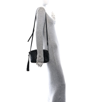 SAINT LAURENT Calfskin Matelasse Monogram Monochrome Lou Camera Bag Black