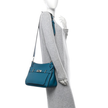 HERMES Taurillon Clemence Jypsiere 31 Bleu Izmir