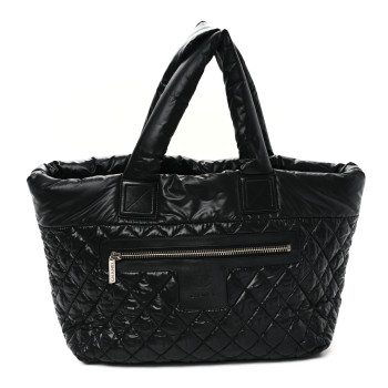 CHANEL Nylon Quilted Large Coco Cocoon Tote Black