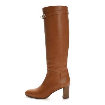 HERMES Heritage Calfskin Story Boots 39 Naturel
