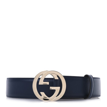 GUCCI Moon Calfskin Interlocking G 37mm Belt 85 34 Cobalt Blue