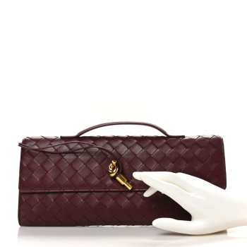 BOTTEGA VENETA Nappa Intrecciato Long Andiamo Top Handle Clutch Barolo