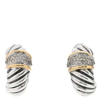 DAVID YURMAN Sterling Silver 18K Yellow Gold Diamond Shrimp Earrings