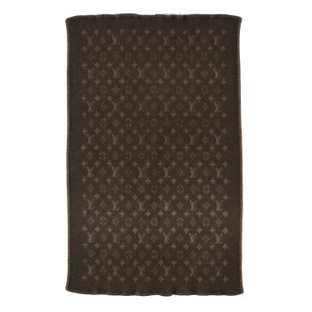 LOUIS VUITTON Wool Cashmere Neo Monogram Blanket Brown