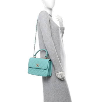 CHANEL Lambskin Quilted Small Trendy CC Dual Handle Flap Bag Blue