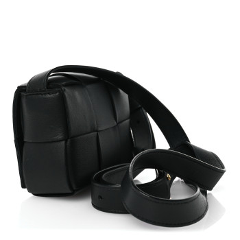 BOTTEGA VENETA Lambskin Maxi Intrecciato Extra Mini Cassette Crossbody Bag Black