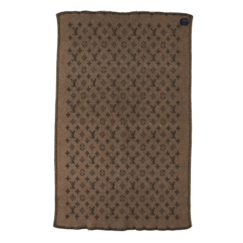 LOUIS VUITTON Wool Cashmere Neo Monogram Blanket Brown