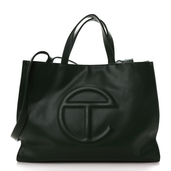 TELFAR Vegan Leather Medium Shopping Bag Dark Olive