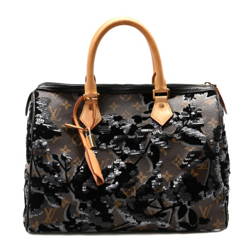 LOUIS VUITTON Monogram Fleur De Jais Sequins Speedy 30