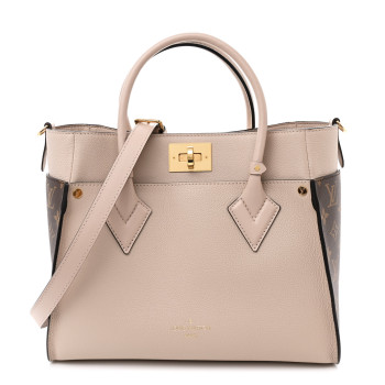 LOUIS VUITTON Calfskin Monogram On My Side MM Greige